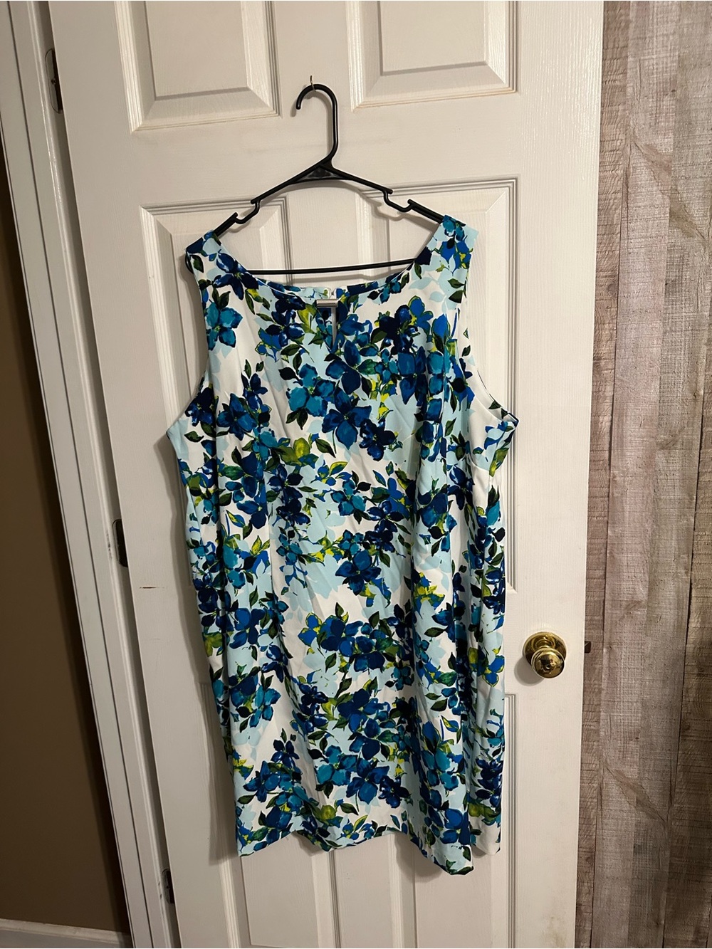 Ronni Nicole White Midi Dress with Blue Floral Print